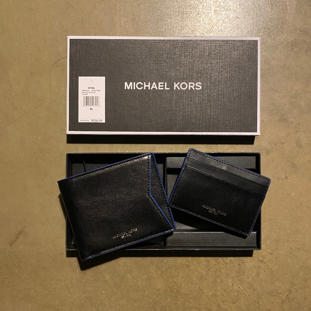 BRAND NEW: Michael Kors leather wallet/card holder set